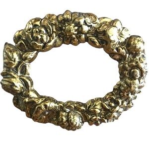 Vintage Scarf Clip Goldtone Floral Metal